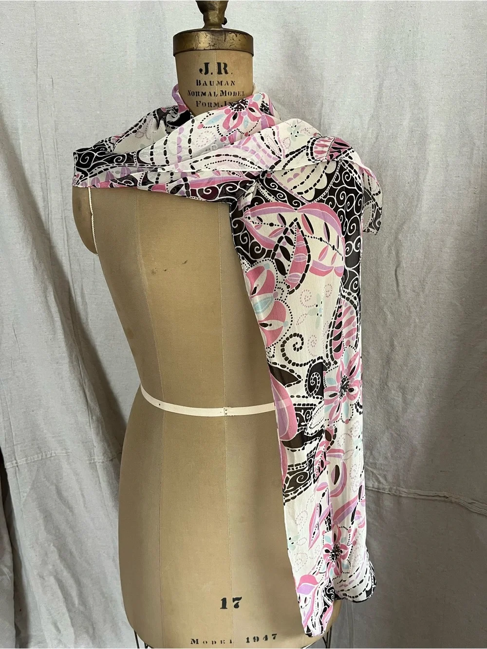 Vintage Women’s Sheer Rectangular Floral Scarf